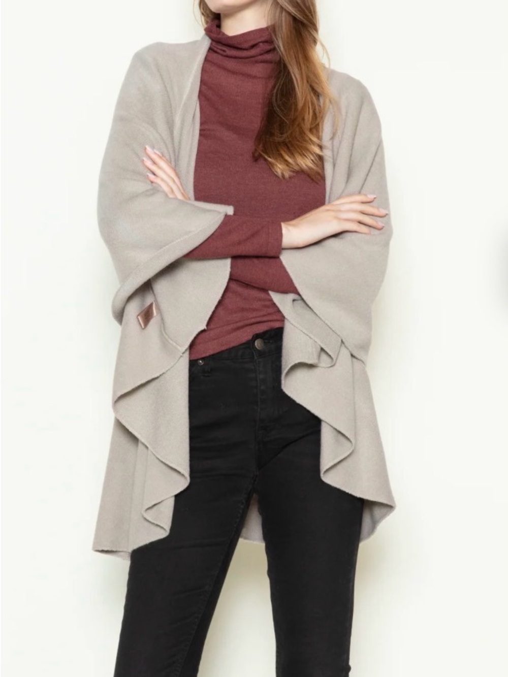 NWT Gray/Taupe Draped Cape Vest